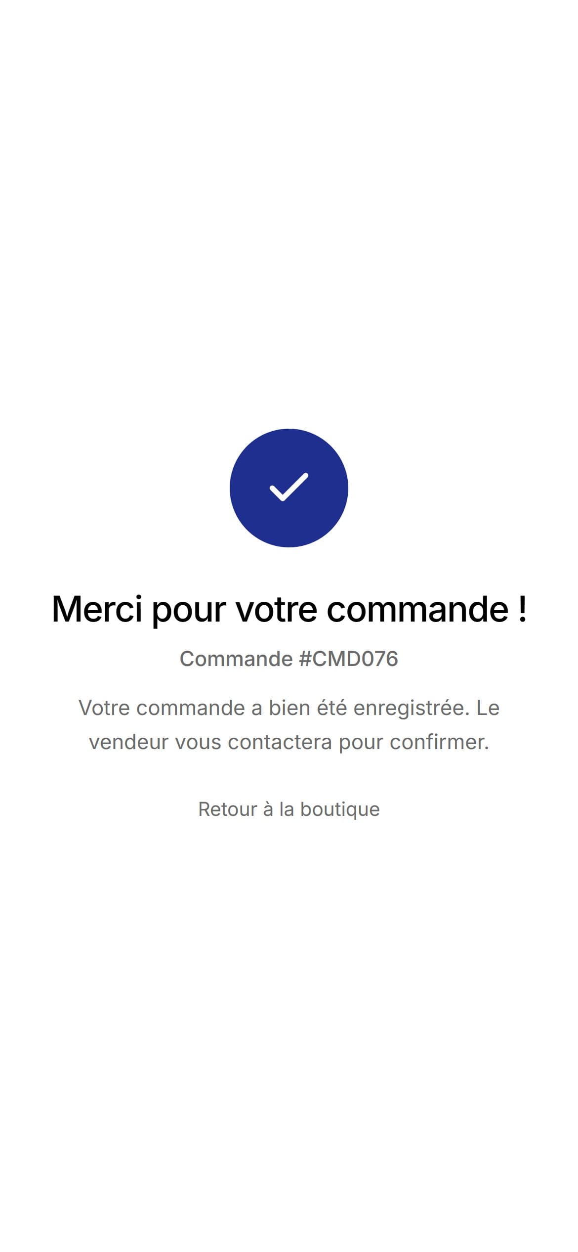 Merci pour votre commande ! Commande #CMD076